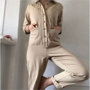 Ilana Kohn sz 4 Tia Long Sleeve Coverall in Toast Overalls Jumpsuit